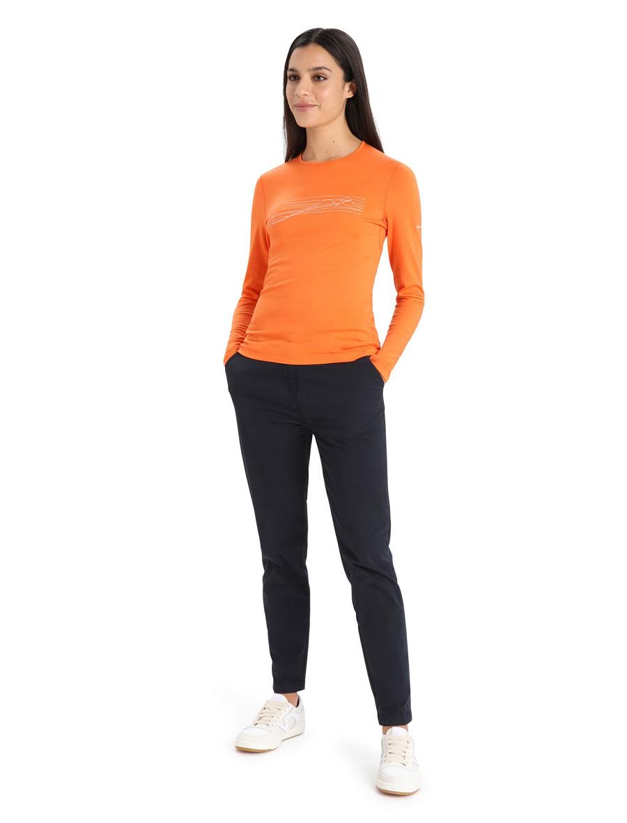 Flash Women's Icebreaker Merino 200 Oasis Long Sleeve Crewe Ski Stripes Base Layers | USA 1830UZGT